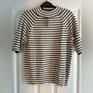 Ann Taylor Black and Cream Striped Sweater